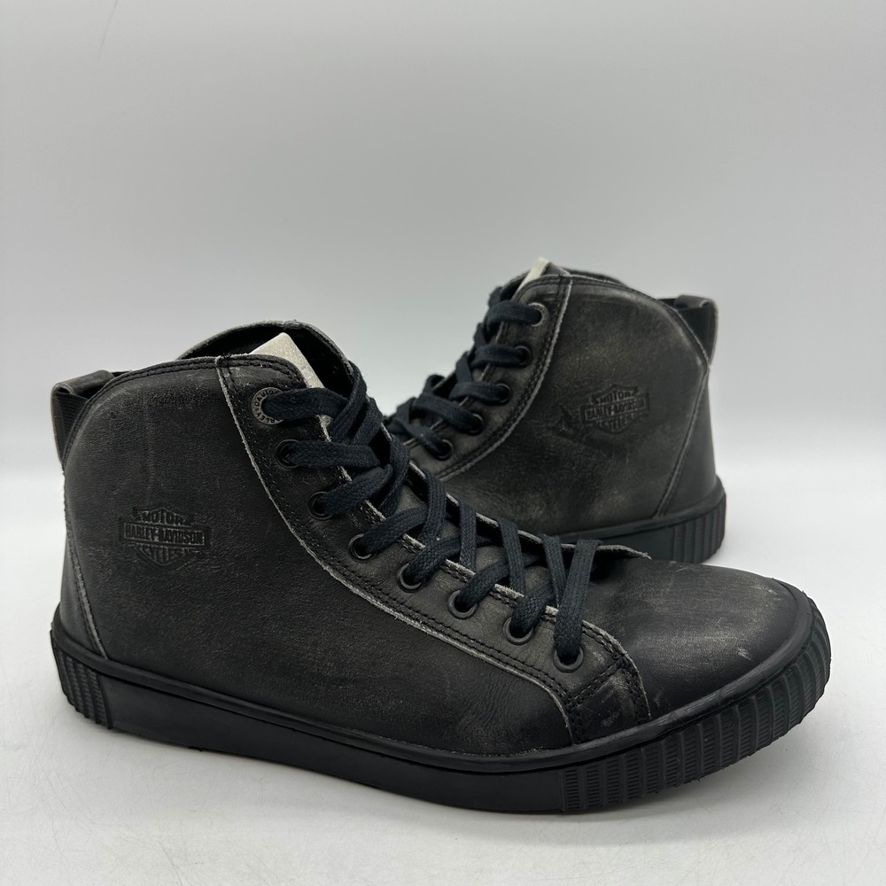 Harley-Davidson D93664 Mens Size 9 Shoes Barren Black Distressed Leather Sneaker